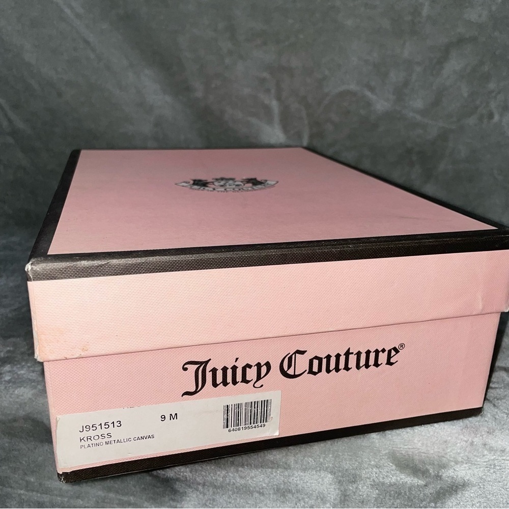 Juicy Couture Kross Platino Metallic Canvas Espadrille Wedges Slingback Sz 9 - Picture 10 of 11